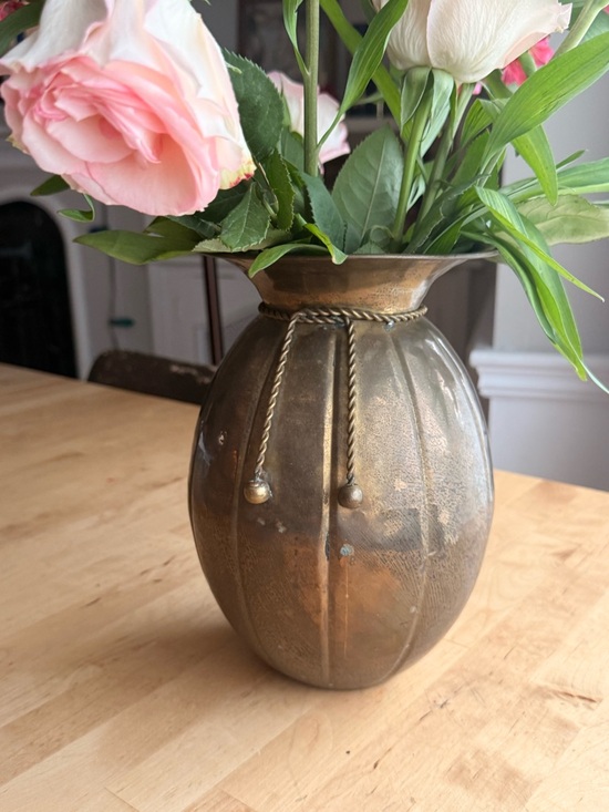Other - Brass Rope-Detail Vase - Gold
